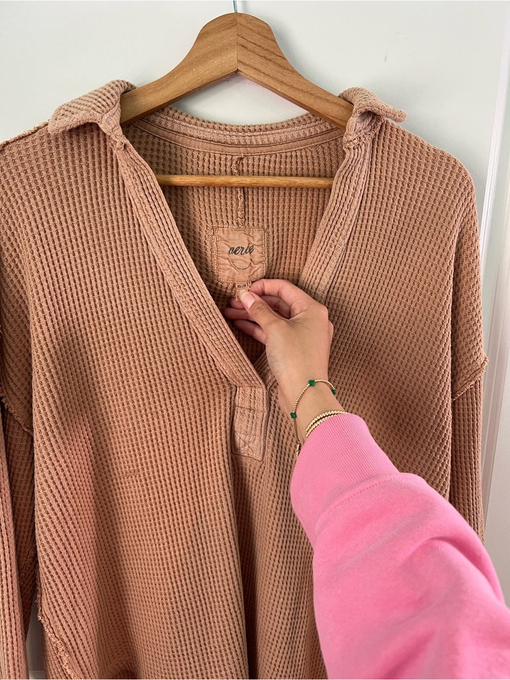 Aerie Waffle LumberJane Deep V Pullover Size XS - Picture 2 of 5